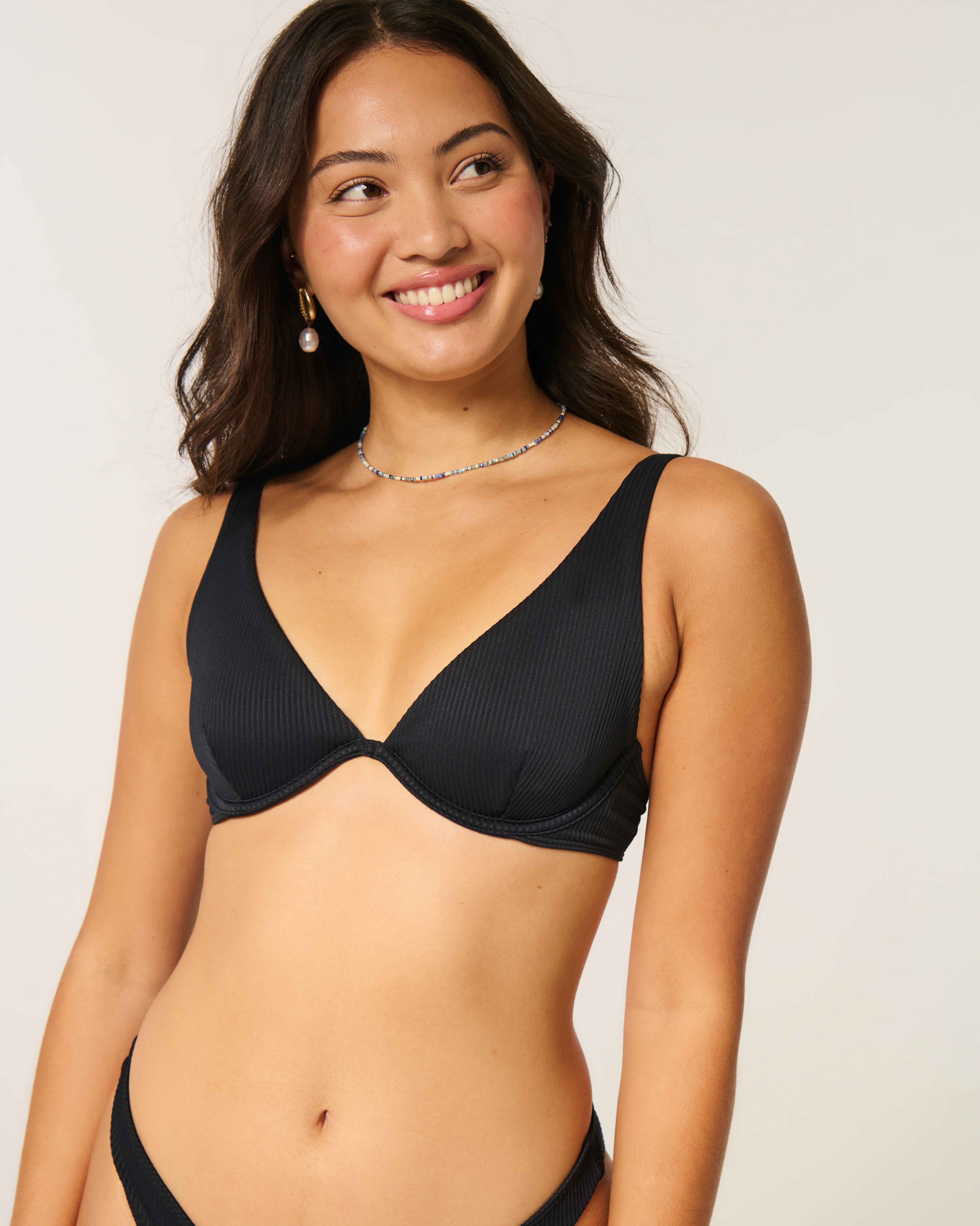 High Apex Ribbed Underwire Bikini Top