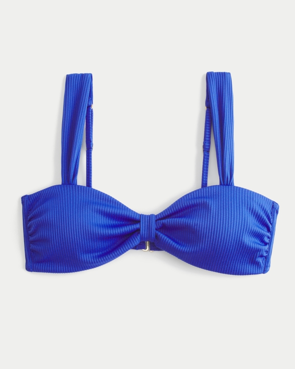 Ribbed Sweetheart Scoop Bikini Top, Cobalt view 1