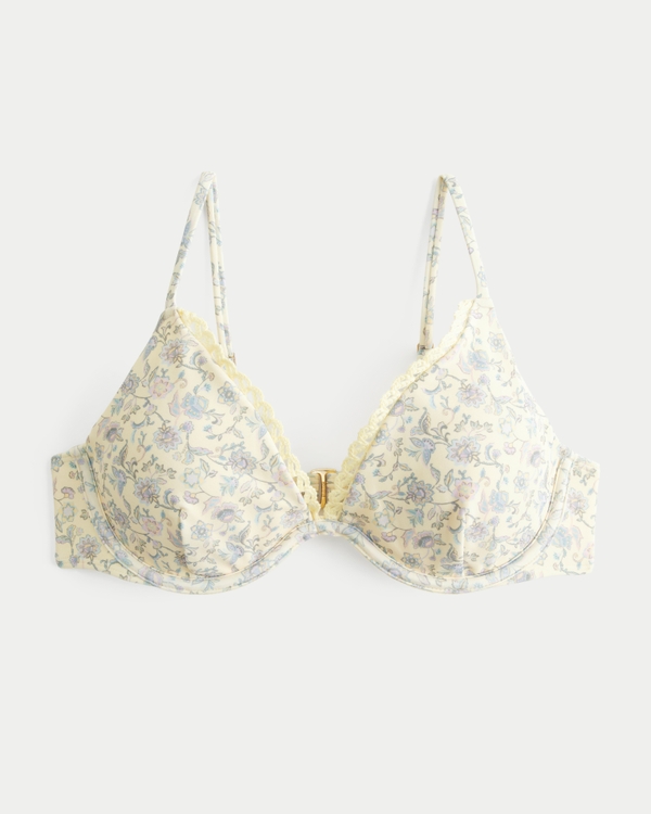 Haut de bikini à armatures avec bordure cousue, Jaune Beurre Floral view 2