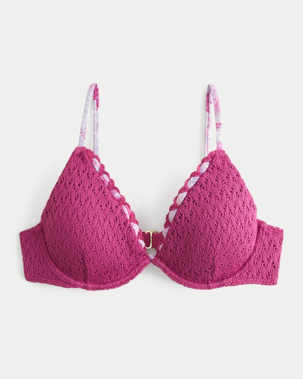 Haut de bikini à armatures style crochet, Magenta view 2