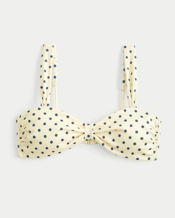 Rib Scoop Bikini Top, Butter Yellow Dot view 2