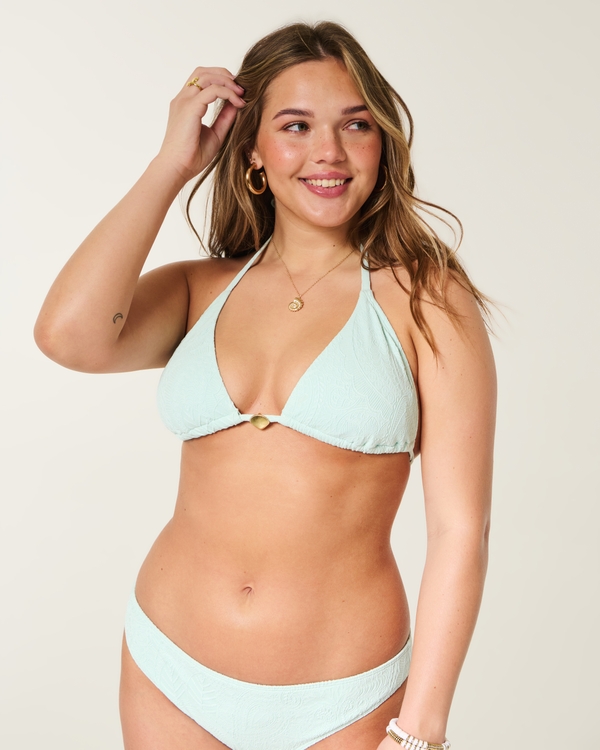 Jacquard Charm Triangle Bikini Top, Ice Blue view 2