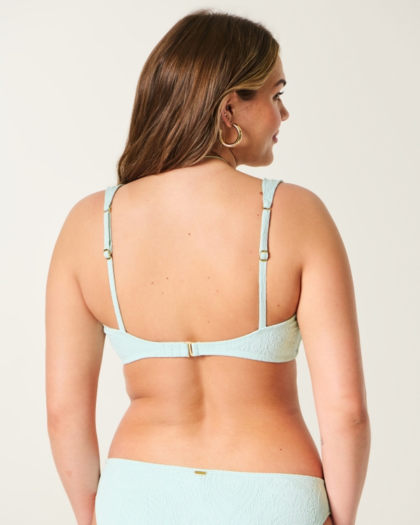 Jacquard Scoop Bikini Top, Ice Blue view 2