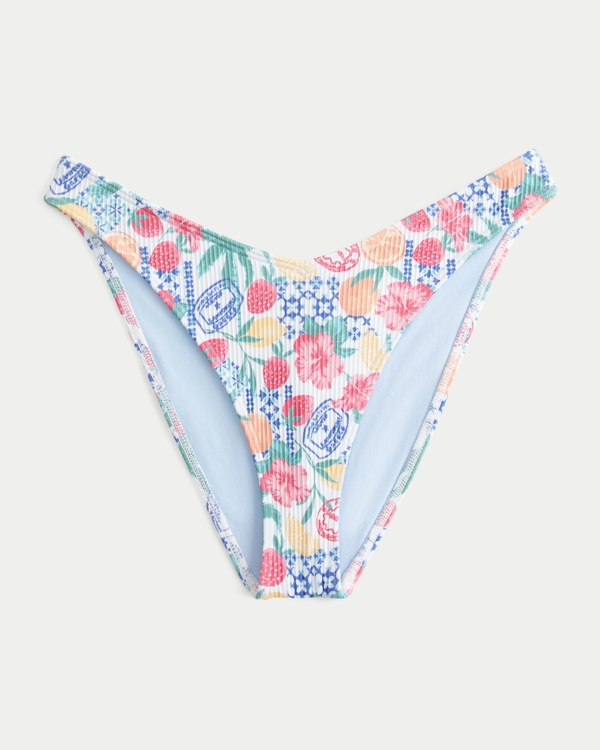 Bas de bikini côtelé échancré, Motif Blanc view 2