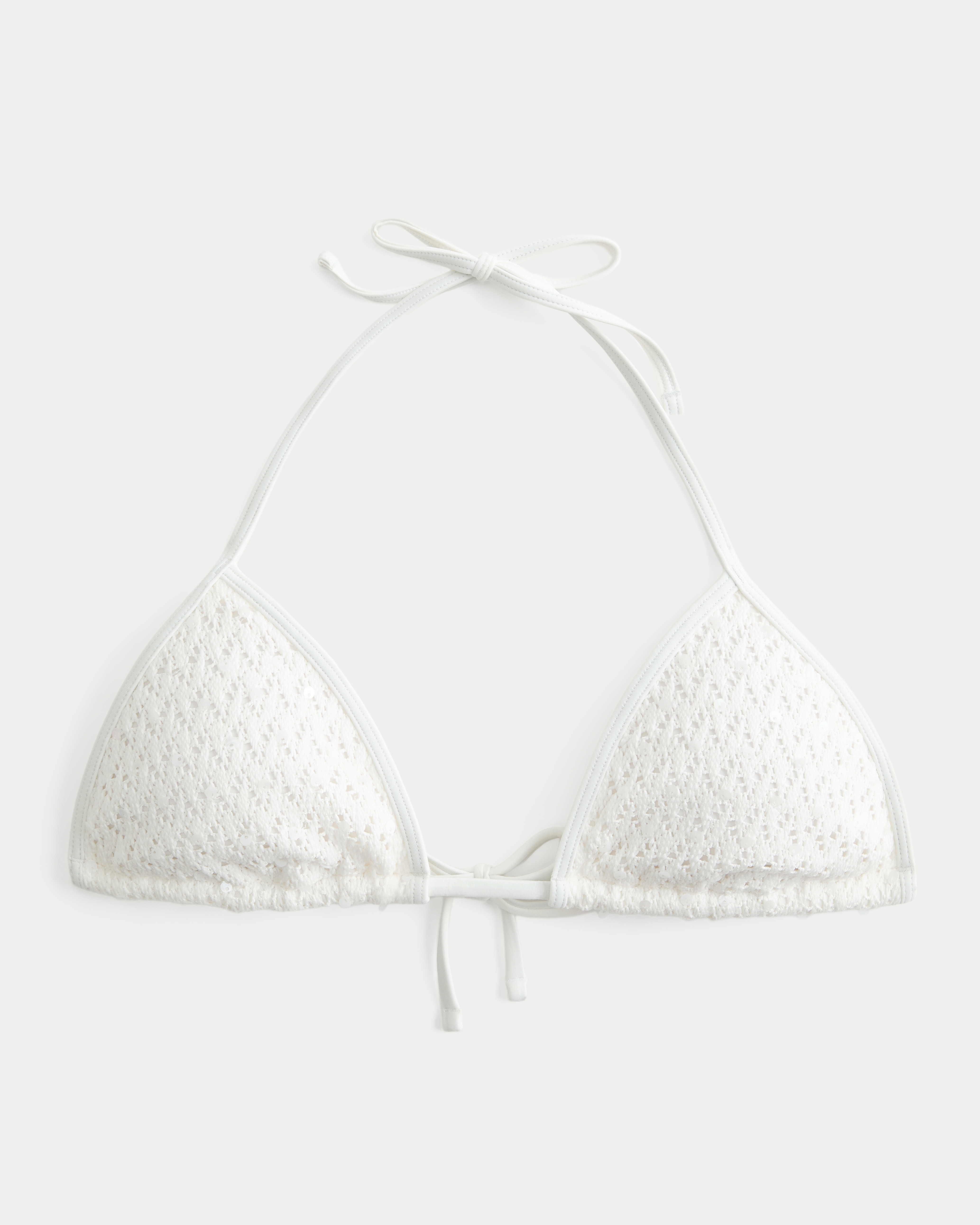 Crochet-Style Sequin Triangle Bikini Top