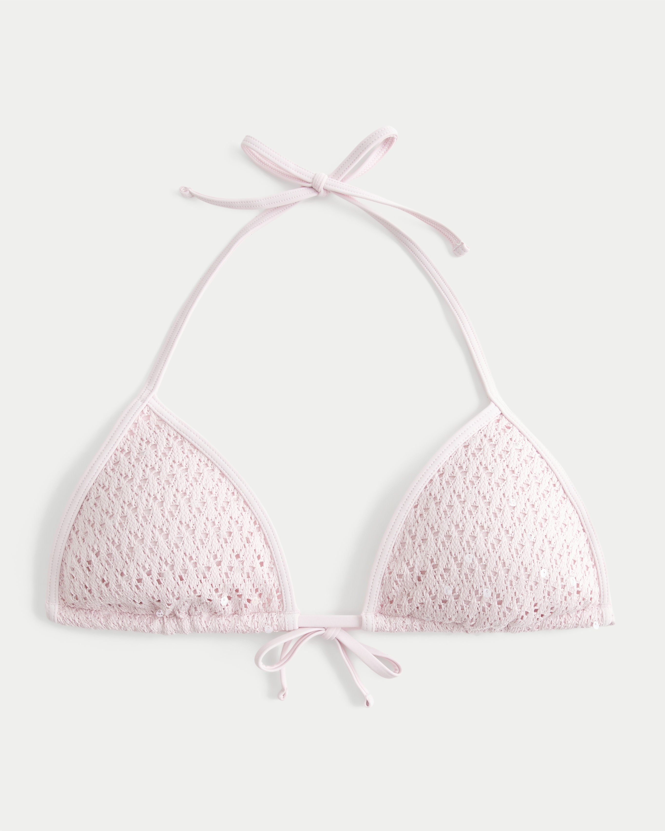 Crochet-Style Sequin Triangle Bikini Top