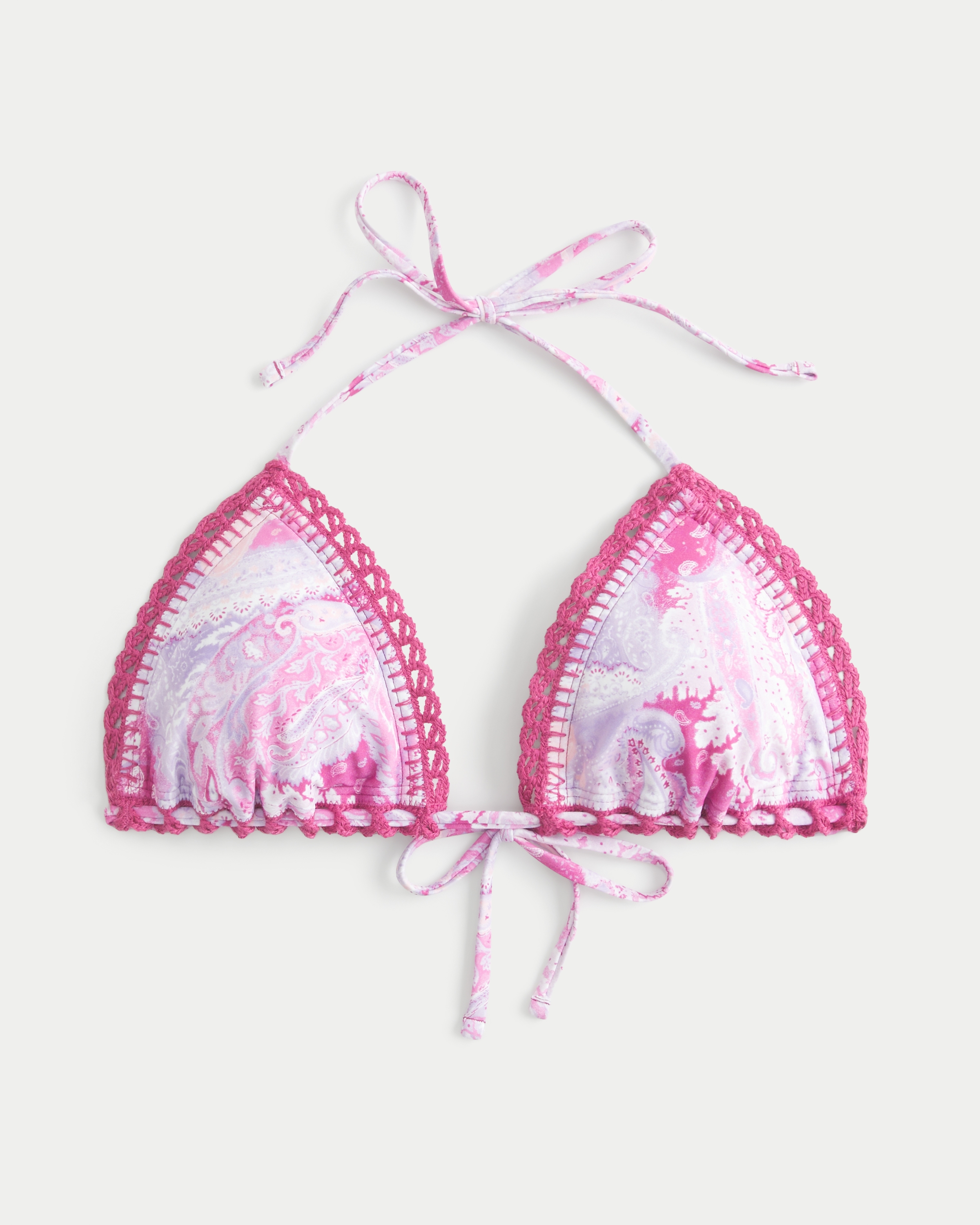 Stitched Trim Triangle Bikini Top