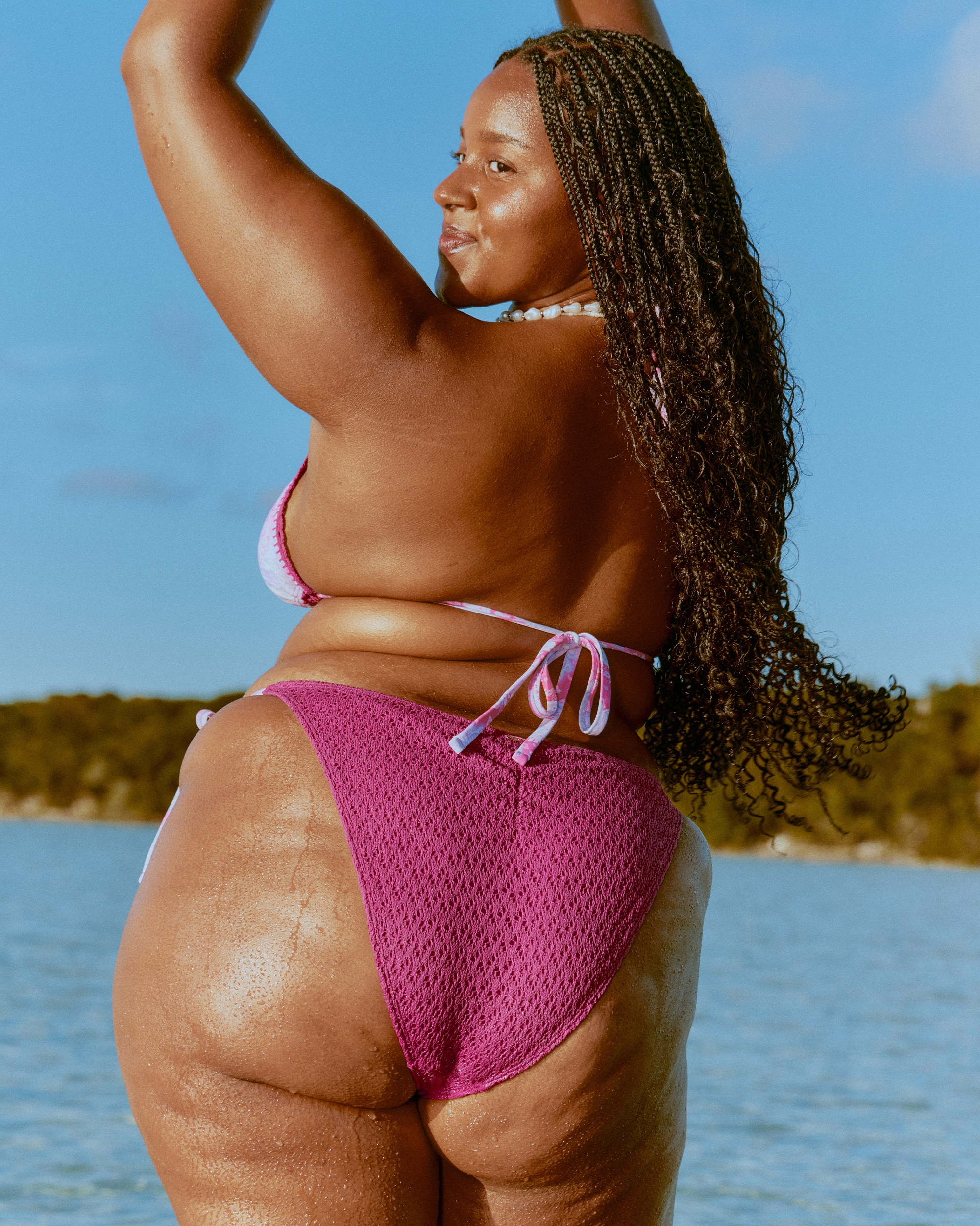 Crochet-Style Side-Tie Cheeky Bikini Bottom