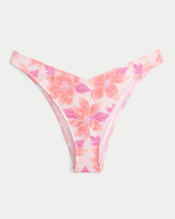 Ribbed Cheekiest Bikini Bottom, Pink Floral view 2