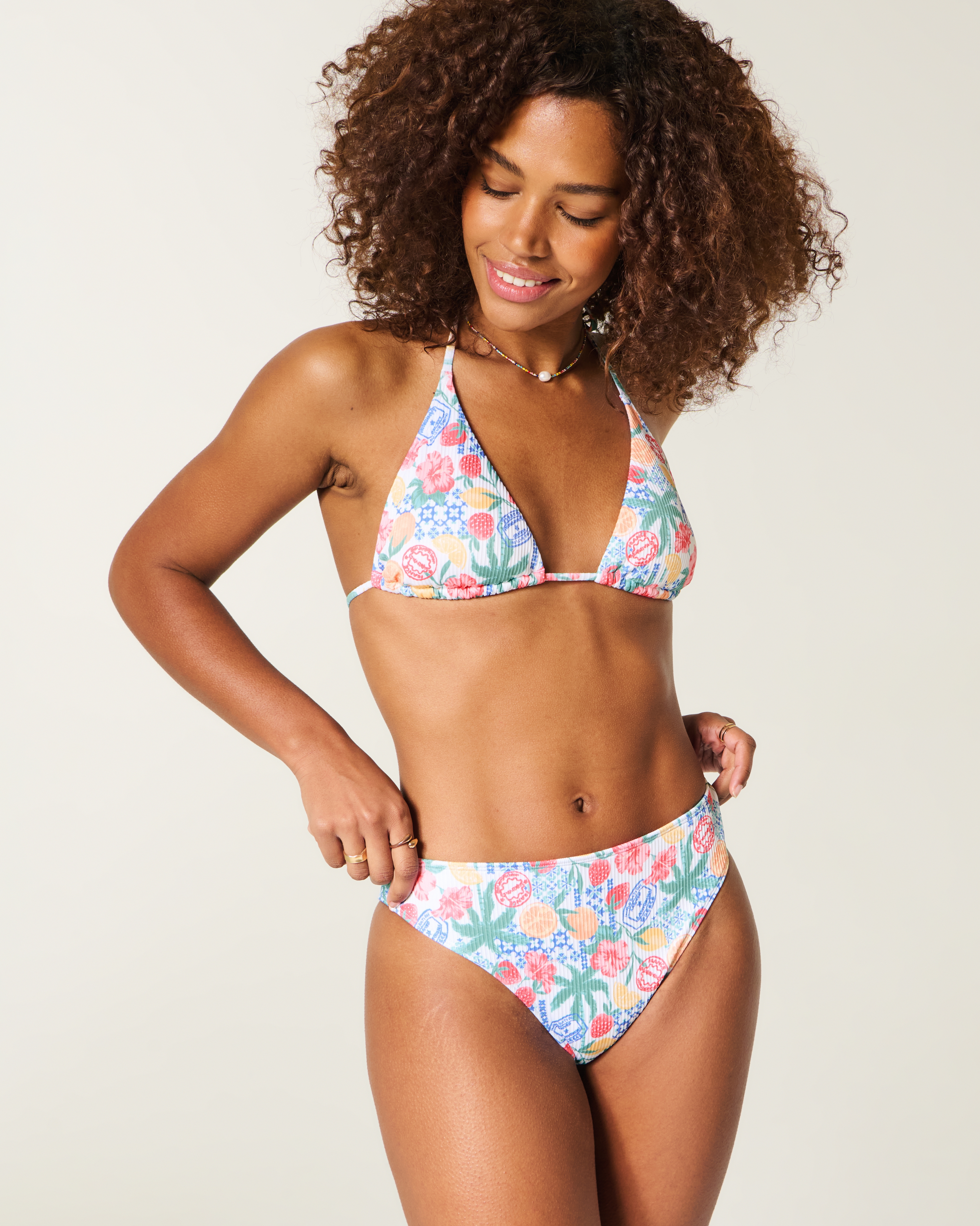 Curvy High-Leg High-Waist Ribbed Cheeky Bikini Bottom