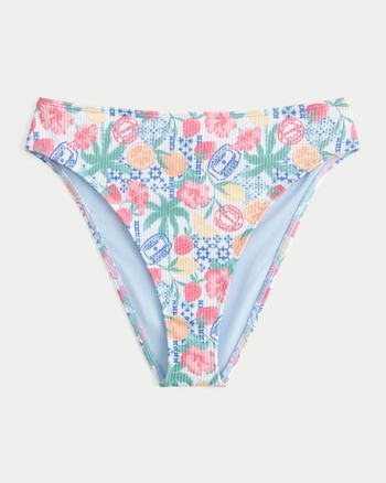 Women's Curvy High-Leg High-Waist Ribbed Cheeky Bikini Bottom | Women's Swimwear | HollisterCo.com