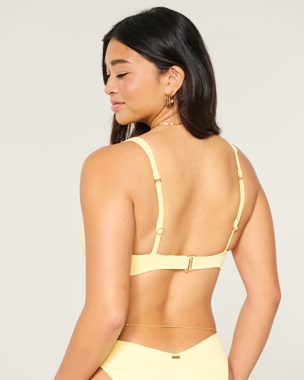 Curvy High Apex Ribbed Underwire Bikini Top, Butter Yellow view 2