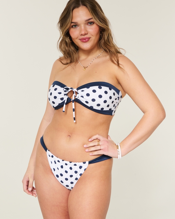 Wide Strap Cheekiest Bikini Bottom, Navy Dot view 1