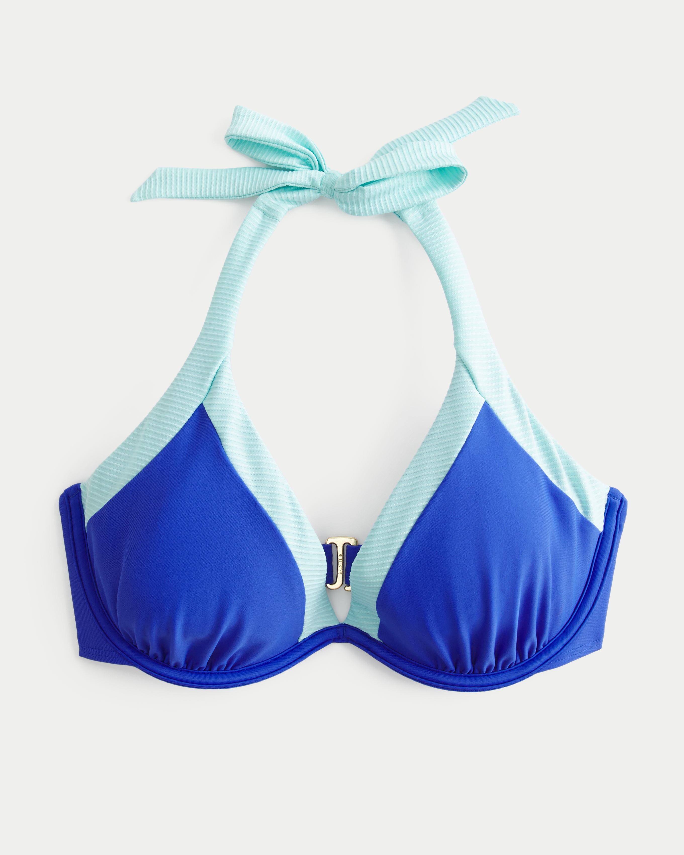 Curvy Wide Strap Halter Underwire Bikini Top