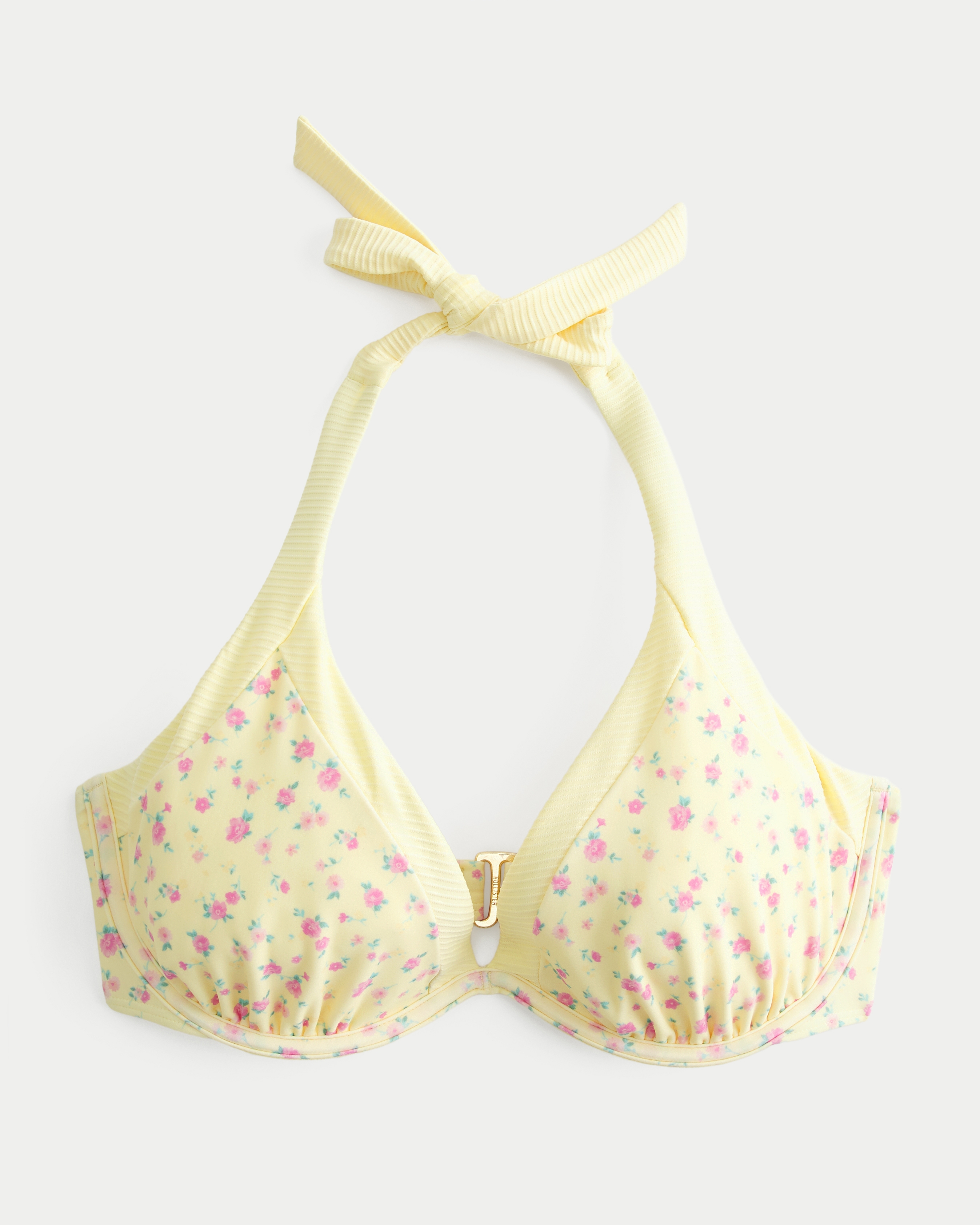 Curvy Wide Strap Halter Underwire Bikini Top