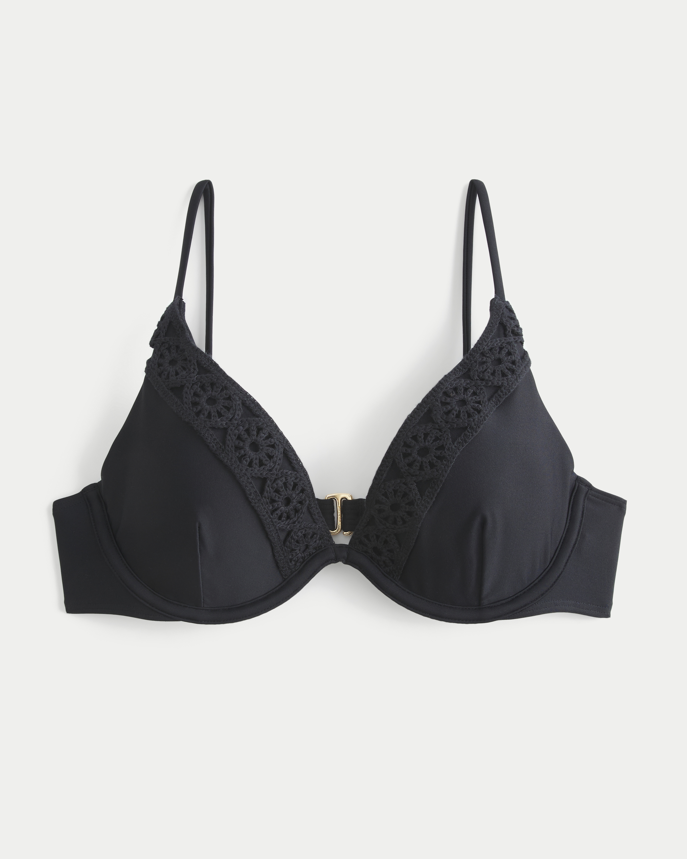 Crochet Style Trim Underwire Bikini Top