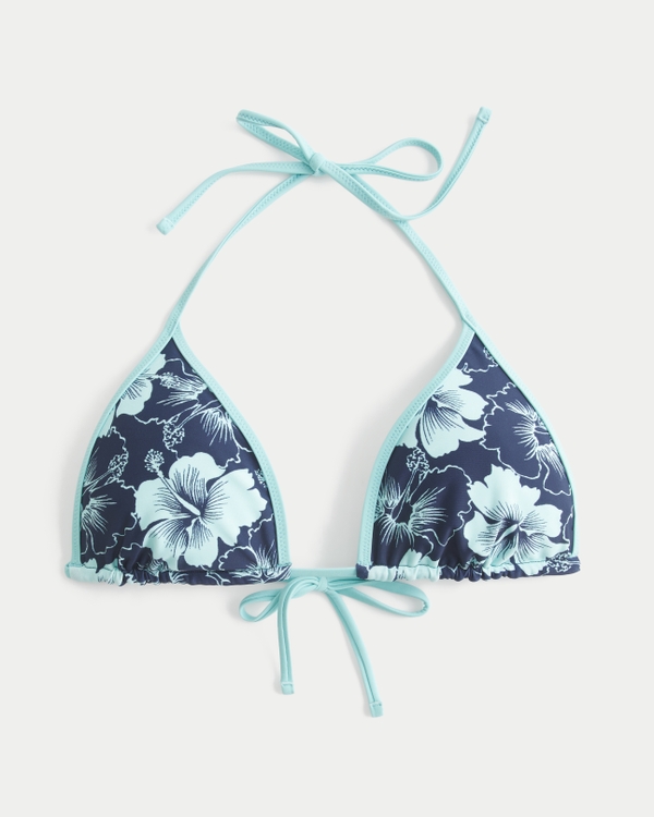 Reversible Pop Binding Triangle Bikini Top, Navy Floral view 1