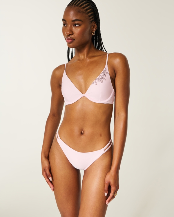 Double Strap Cheeky Bikini Bottom, Light Pink view 1