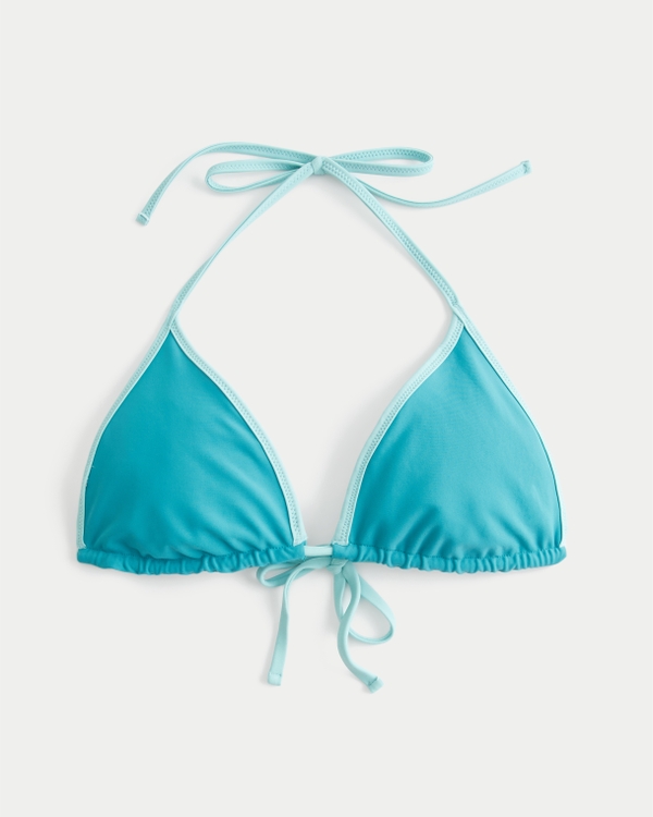 Reversible Pop Binding Triangle Bikini Top, Turquoise view 2