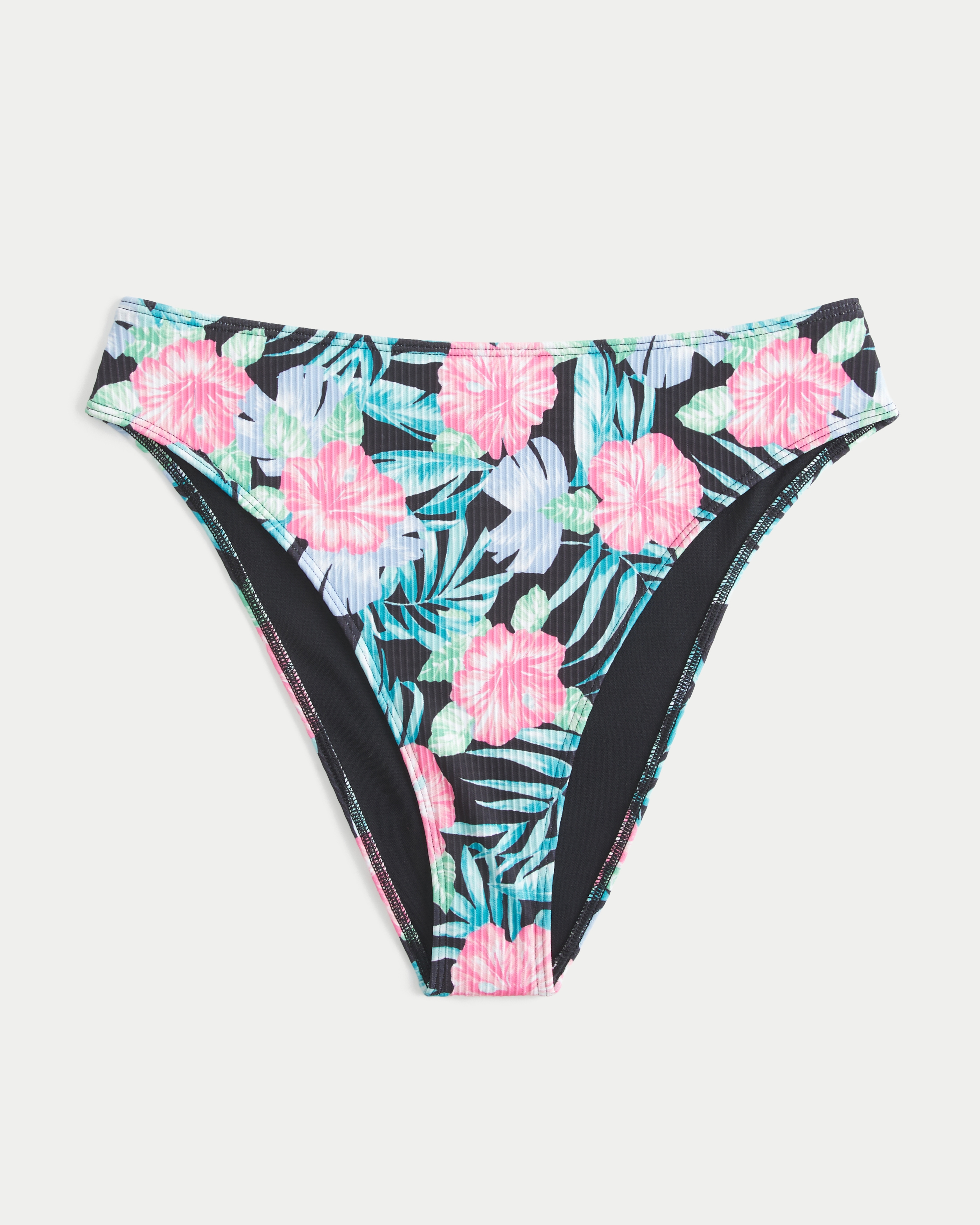 Curvy High-Leg High-Waist Ribbed Cheeky Bikini Bottom