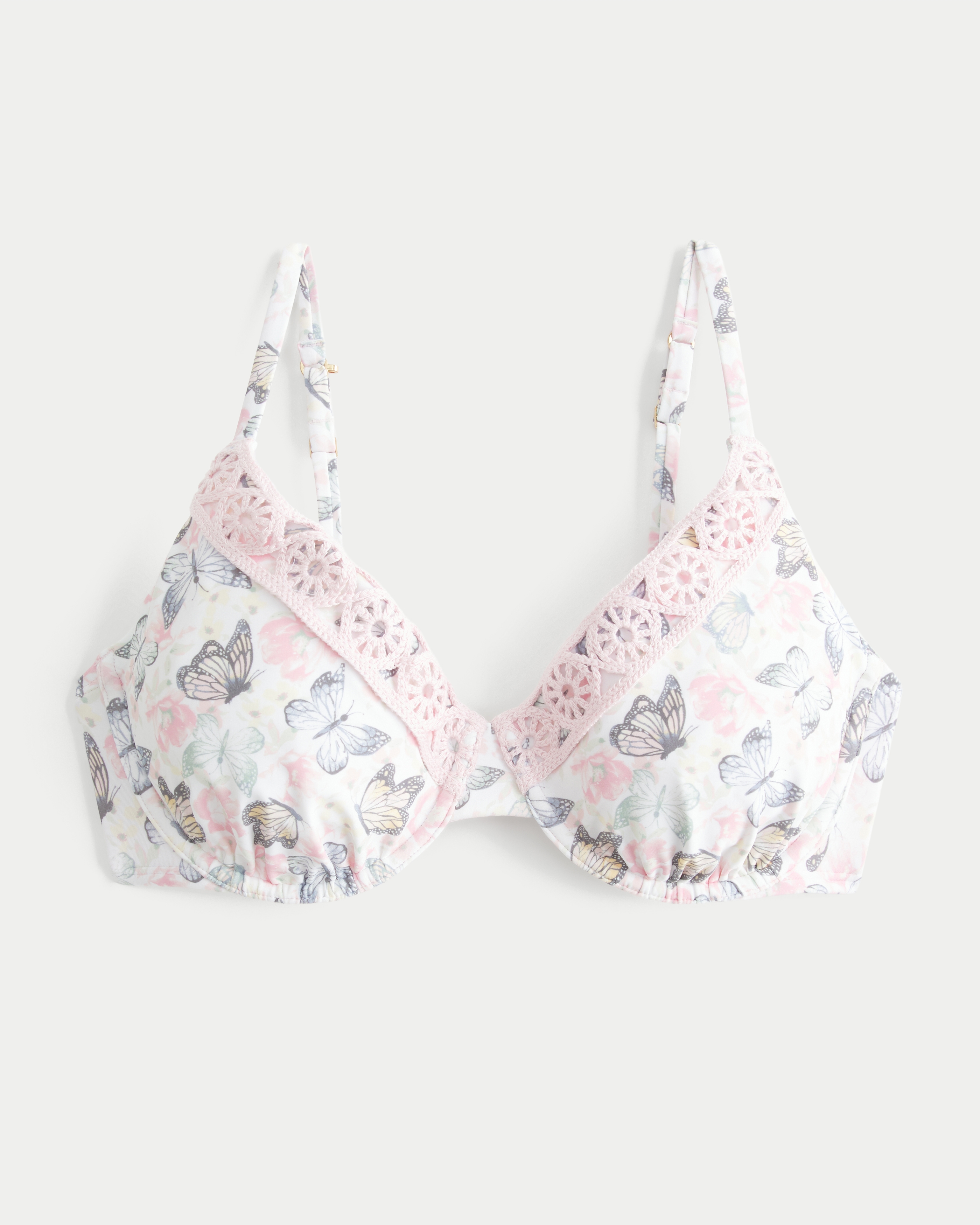 Curvy Crochet Style Trim Underwire Bikini Top