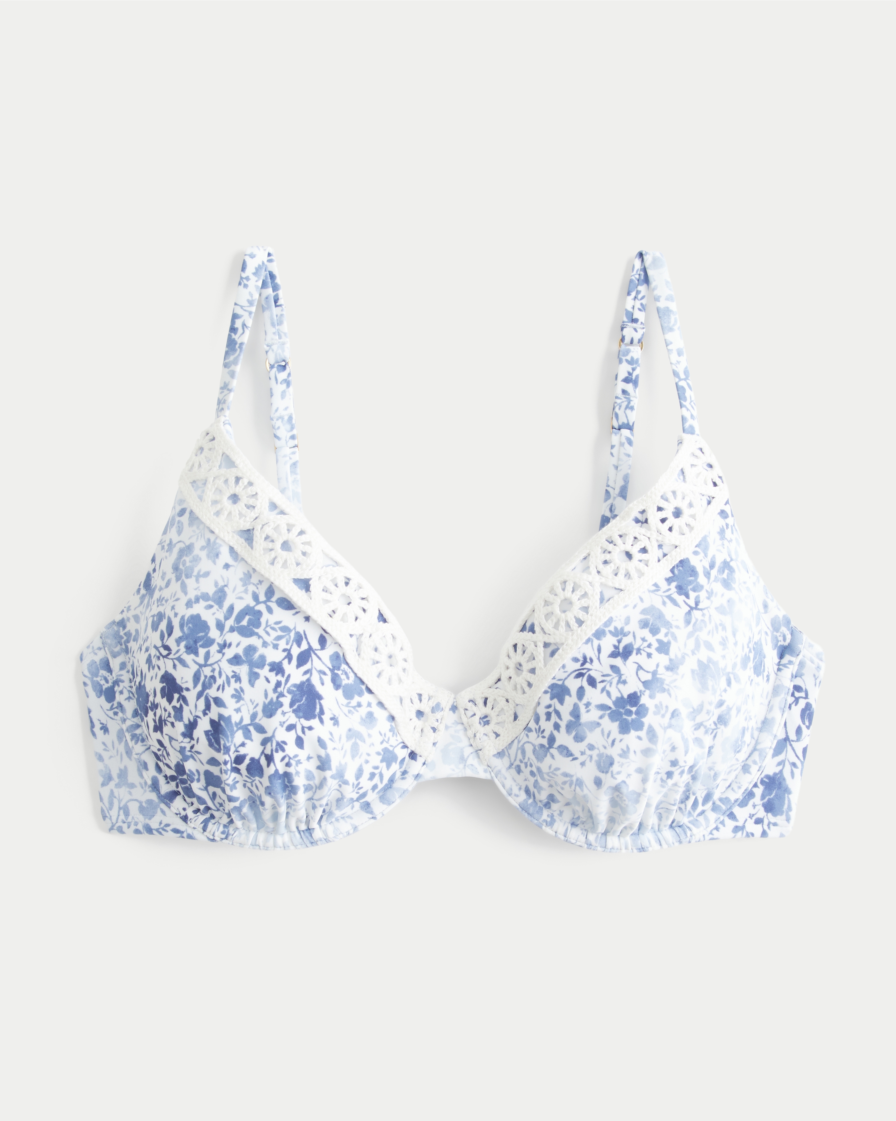 Curvy Crochet Style Trim Underwire Bikini Top