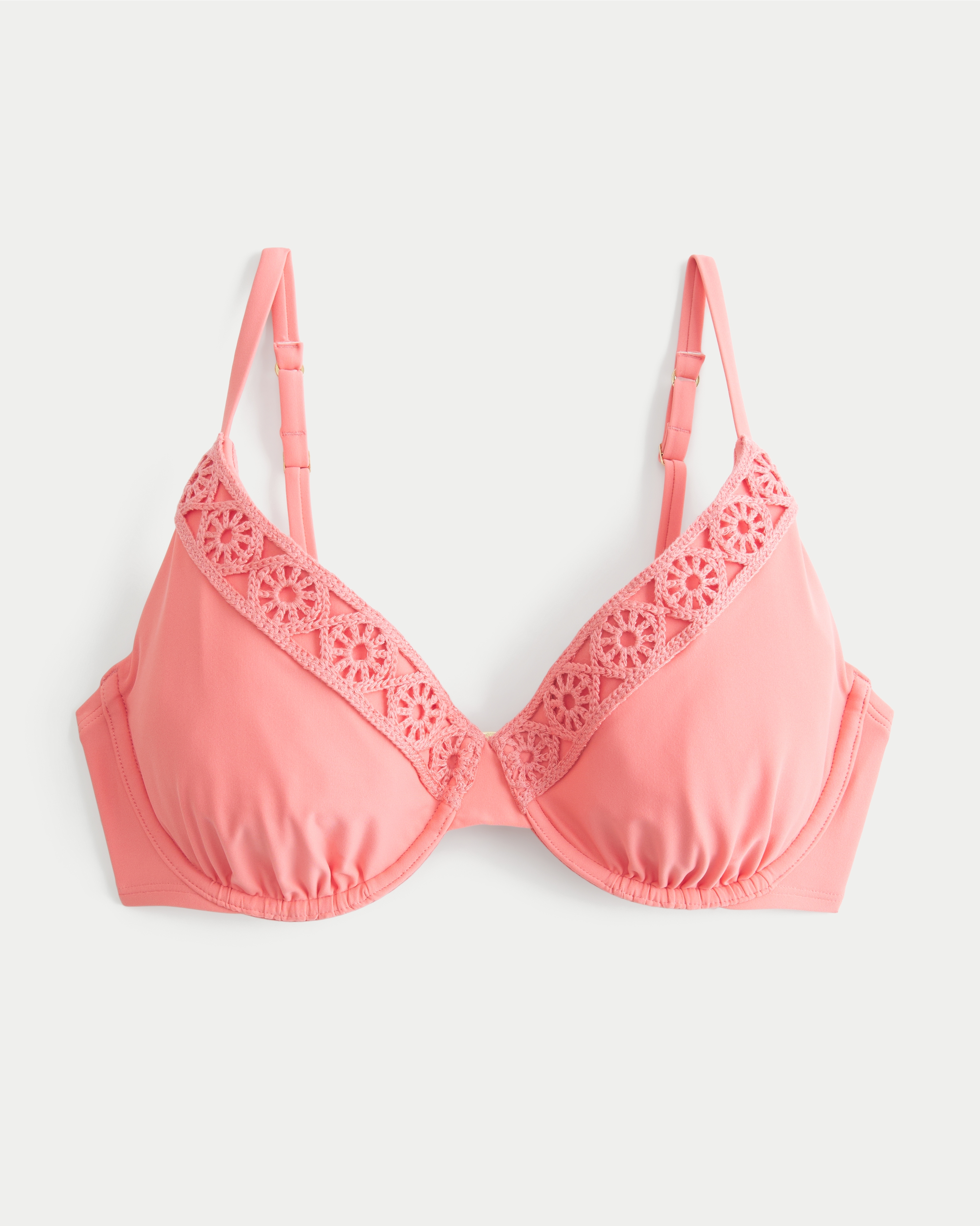 Curvy Crochet Style Trim Underwire Bikini Top
