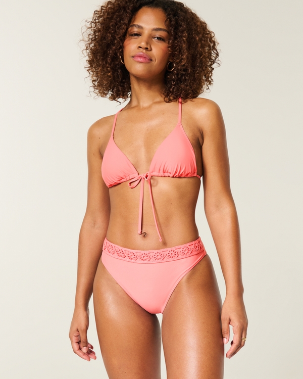 Curvy Crochet-Style Trim High Waist Cheeky, Coral view 1
