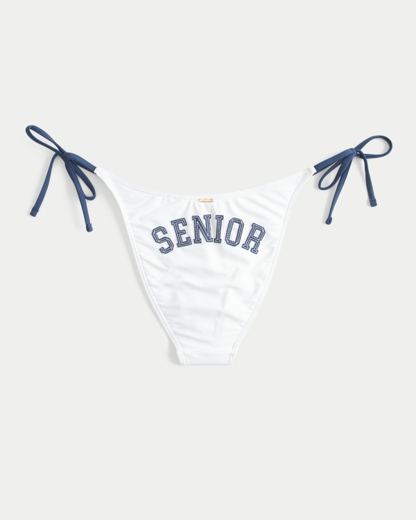 Senior Graphic Side-Tie Cheeky Bikini Bottom, White view 1