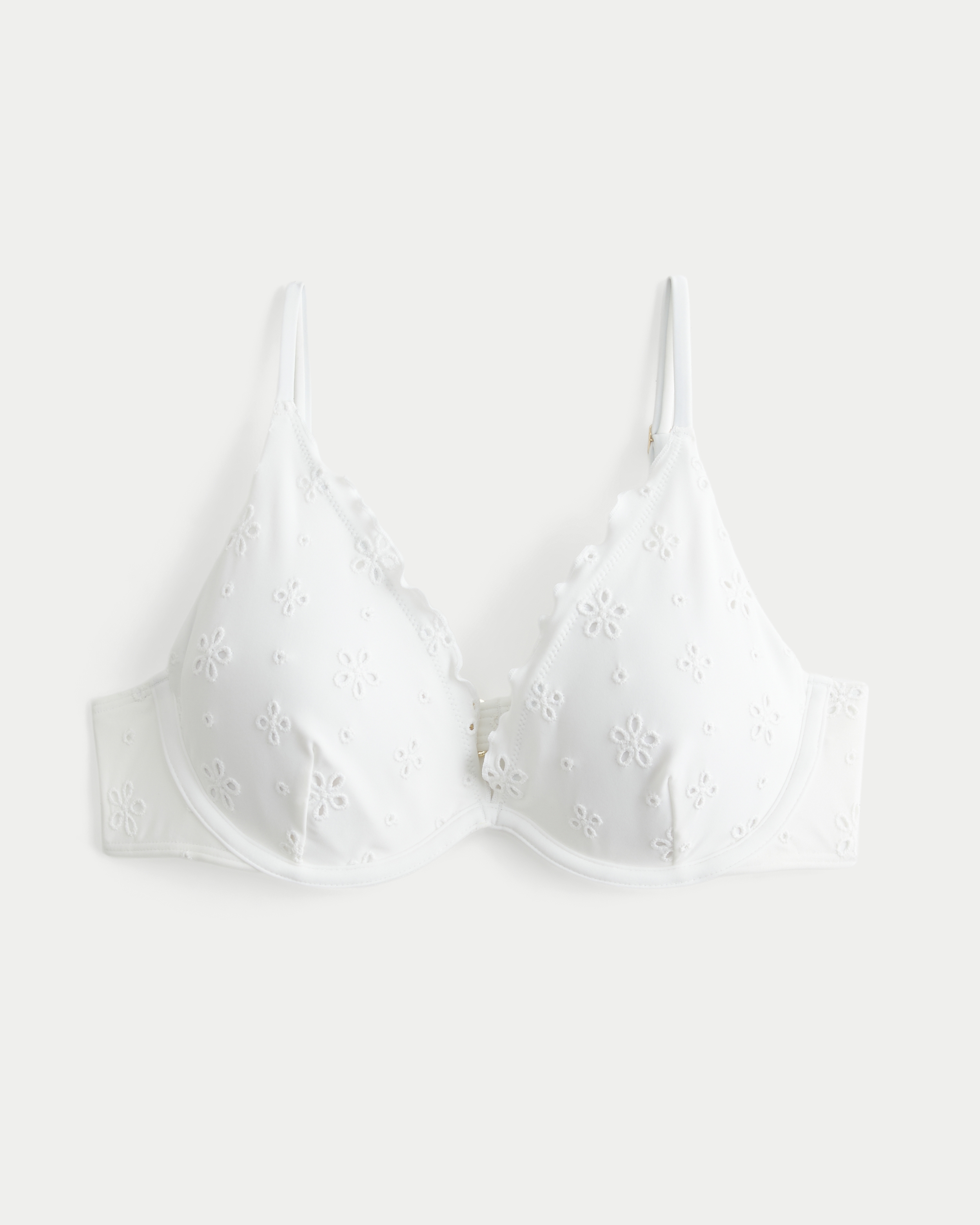 Lettuce Edge Eyelet Skinny Strap Underwire Bikini Top