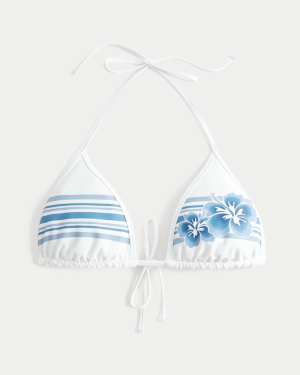 Reversible Triangle Bikini Top, White Stripe view 1