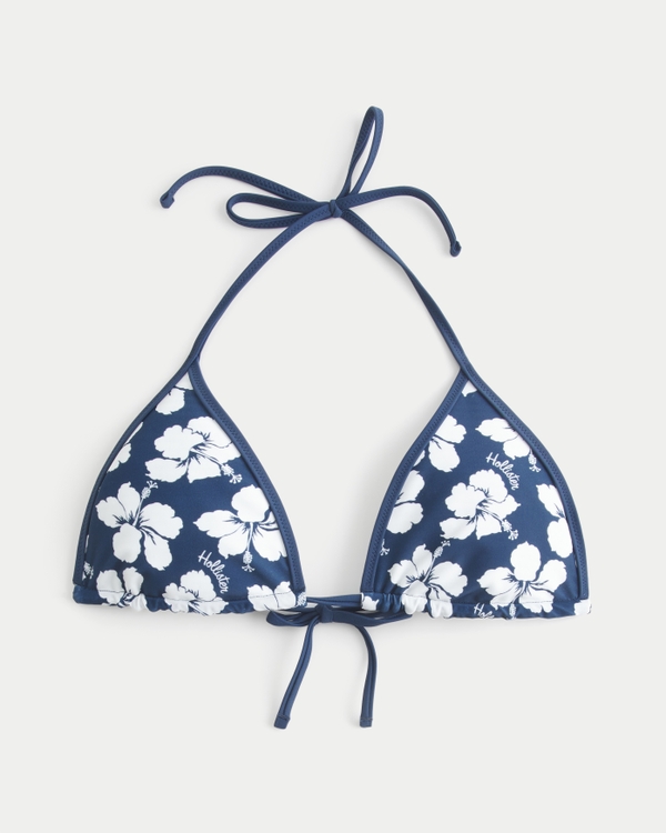 Reversible Pop Binding Triangle Bikini Top, Navy Print view 1