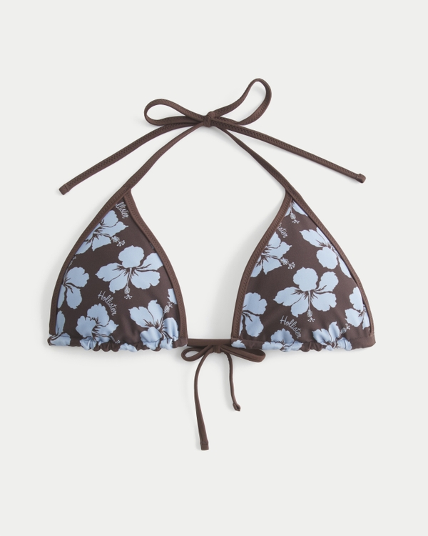 Reversible Pop Binding Triangle Bikini Top, Brown Print view 1