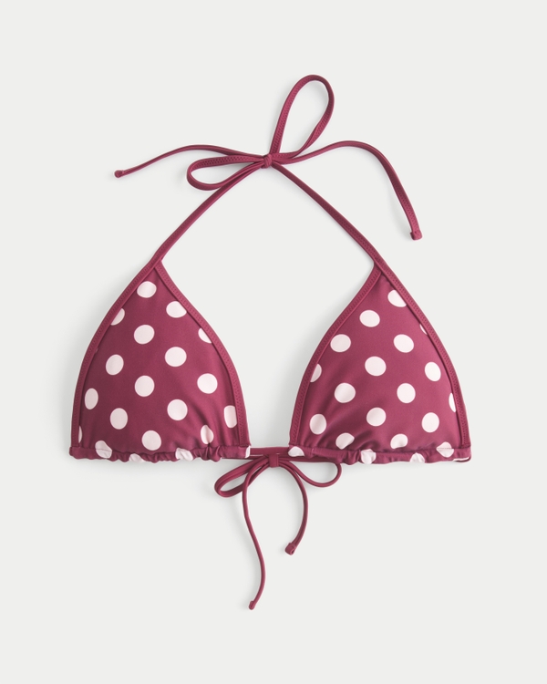Reversible Pop Binding Triangle Bikini Top, Burgundy Dot view 1