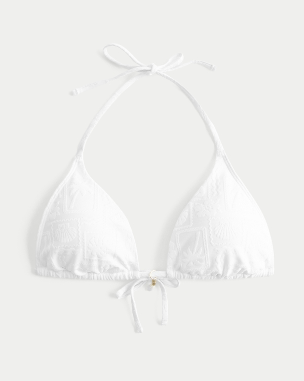 Top bikini a triangolo in tessuto Jacquard indossabile in più modi, Bianco view 1