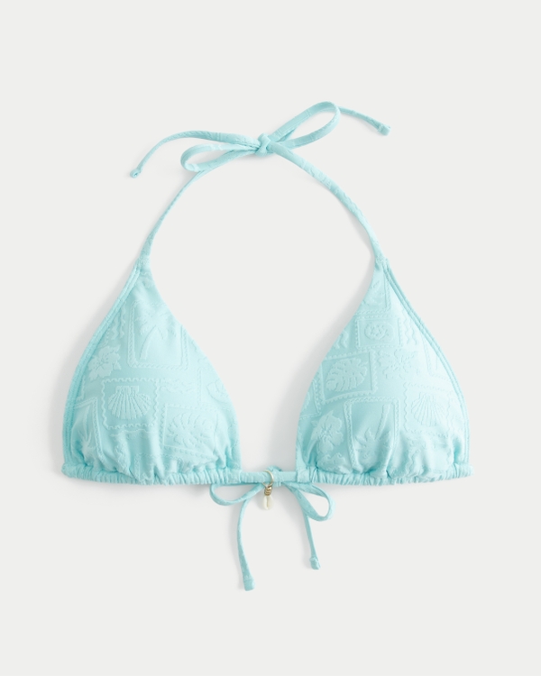 Jacquard Multi-Way Triangle Bikini Top, Turquoise view 1
