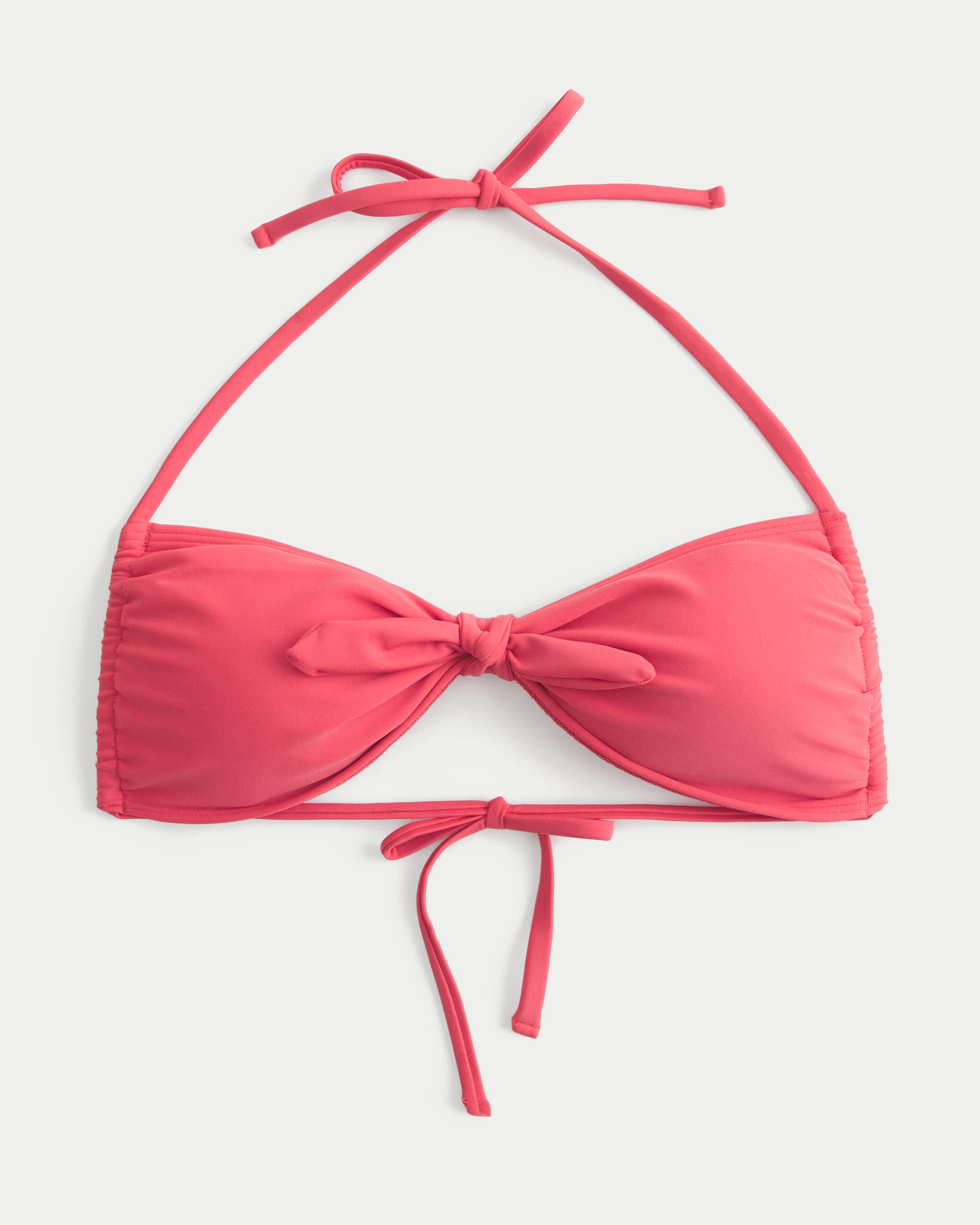 Tie-Front Halter Bandeau Bikini Top