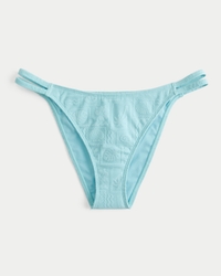 Jacquard Double-Strap Cheeky Bikini Bottom