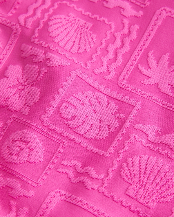 Jacquard Double-Strap Cheeky Bikini Bottom