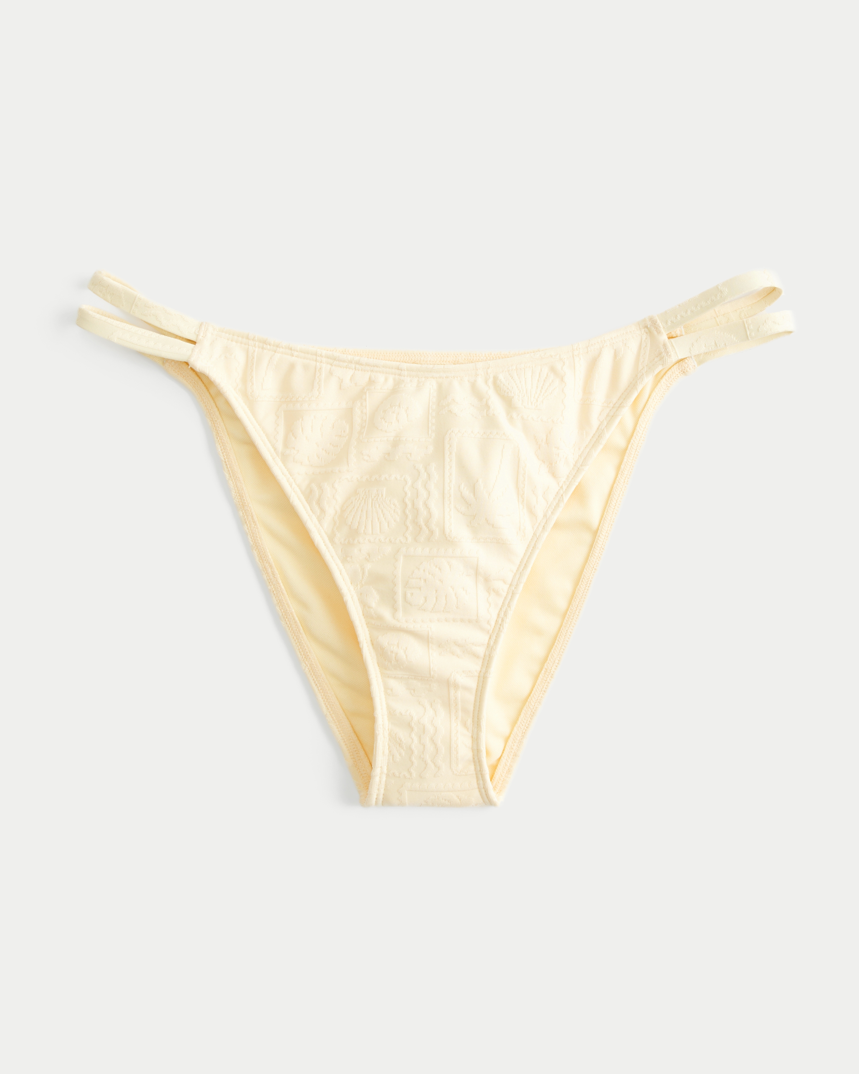 Jacquard Double-Strap Cheeky Bikini Bottom