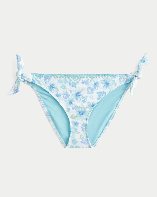 Stitched Side Tie Bikini Bottom, Turquoise Floral view 1
