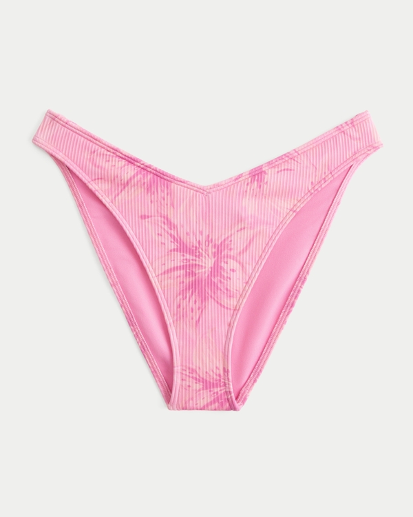 Ribbed Cheeky Bikini Bottom, Pink Floral view 1