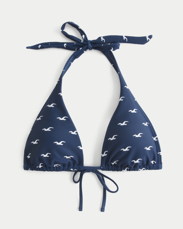 Top bikini a triangolo con allacciatura al collo, Motivo Blu Navy view 1