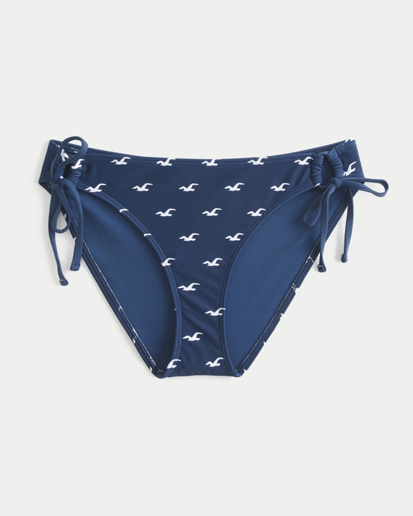 Side Tie Bikini Bottom, Navy Blue Pattern view 1