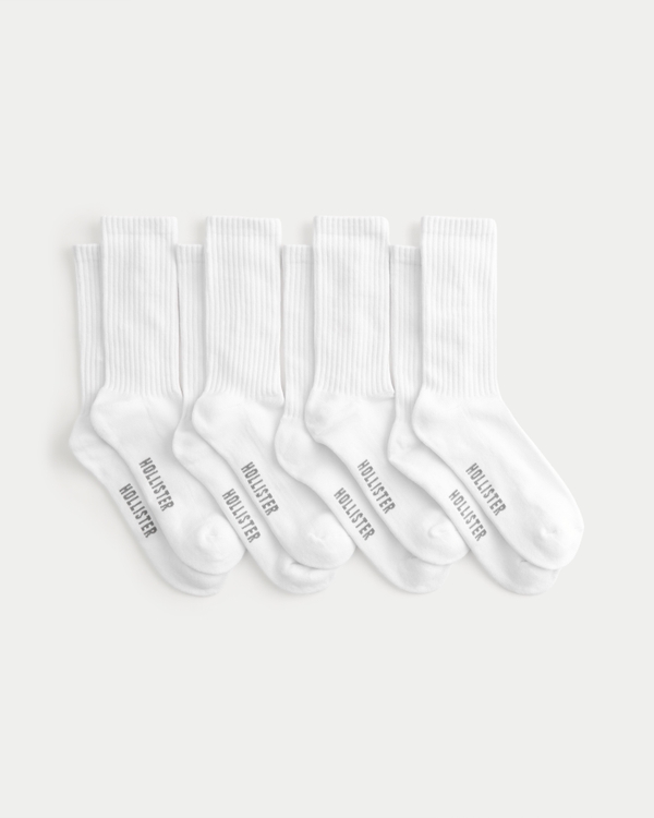 Logo Crew Socks 4-Pack, White