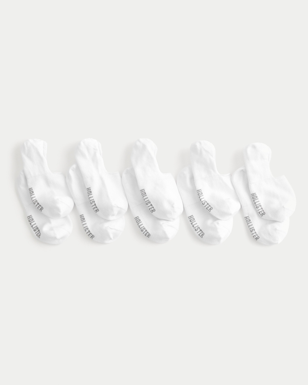 Logo No-Show Socks 5-Pack, White