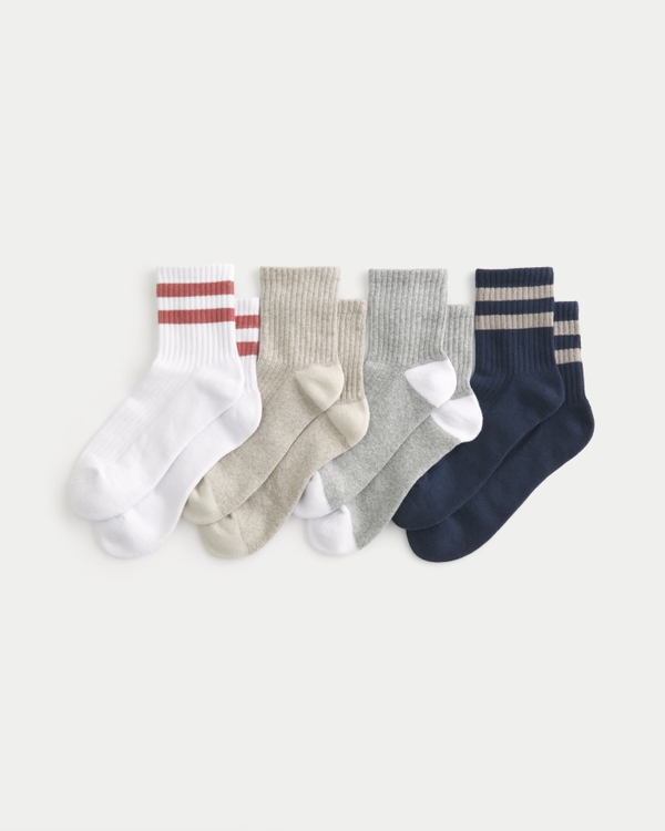 Striped Quarter Crew Socks 4-Pack, Multi