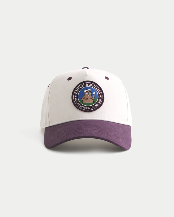 Green & Mellow Graphic Golf Hat, Cream And Purple