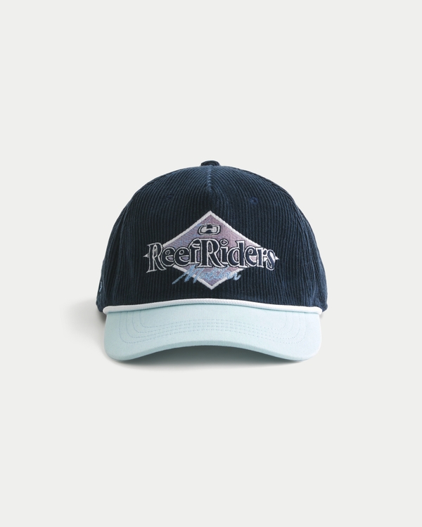 ReefRiders Graphic Corduroy Baseball Hat, Navy view 1