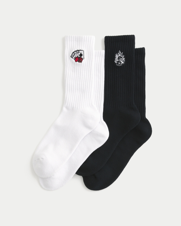 Graphic Crew Socks 2-Pack, White - Black view 1